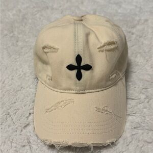 SMFK Cream Distressed hat